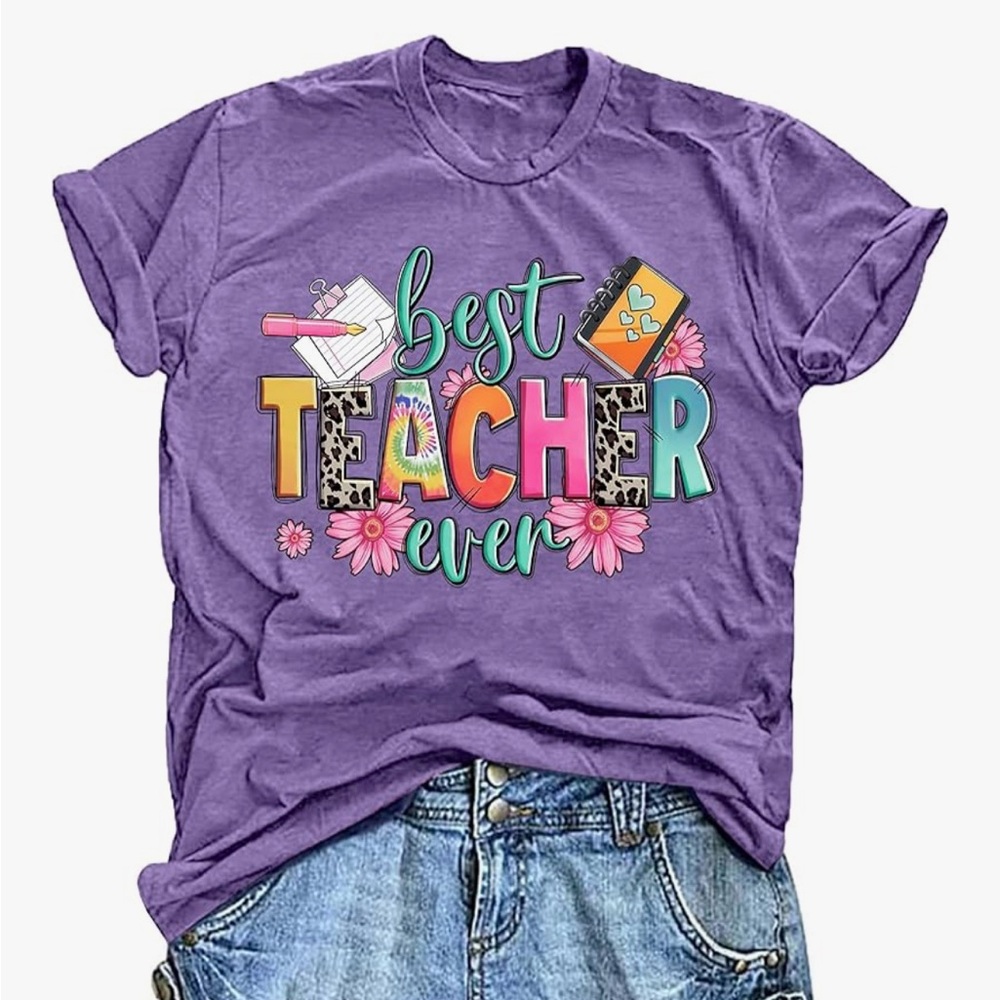 Purple Teacher Graphic T-Shirt NWT